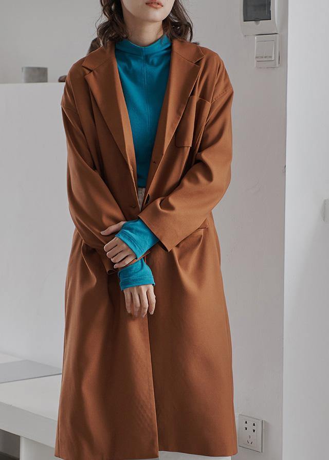 Diy Brown Tunics for Gifts Lapel Collar Fall Coat