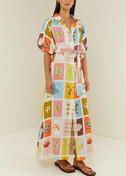 Tie Waist Button Long Shirts Dresses Summer