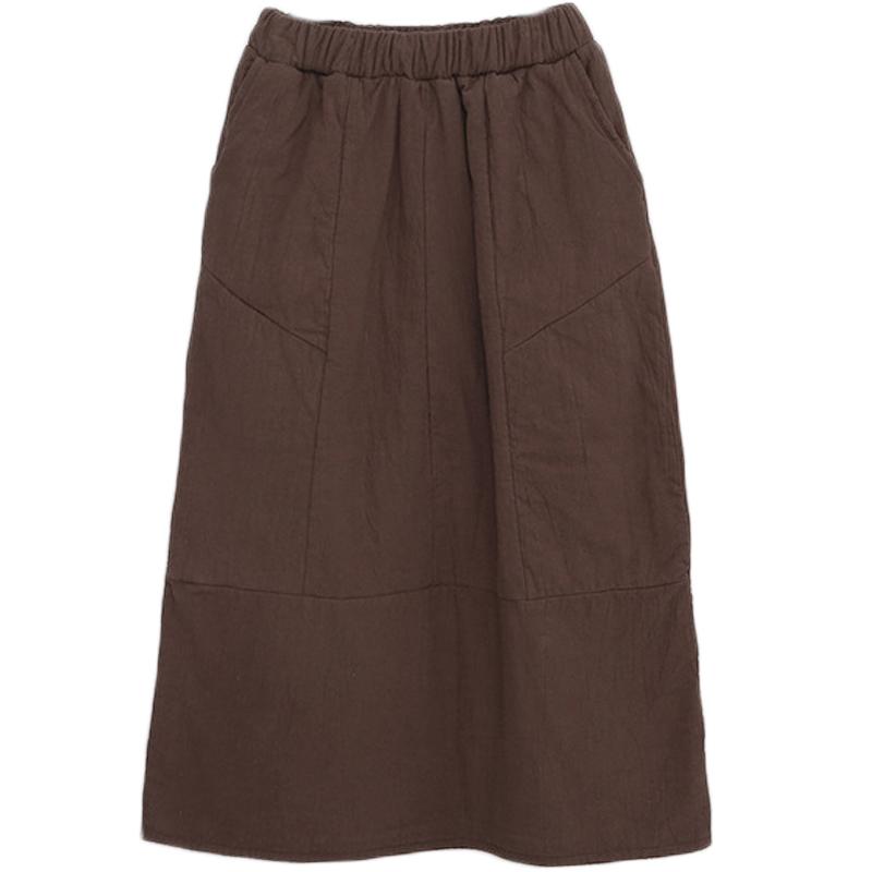 Autumn Winter Puff Cotton Linen Retro Skirt