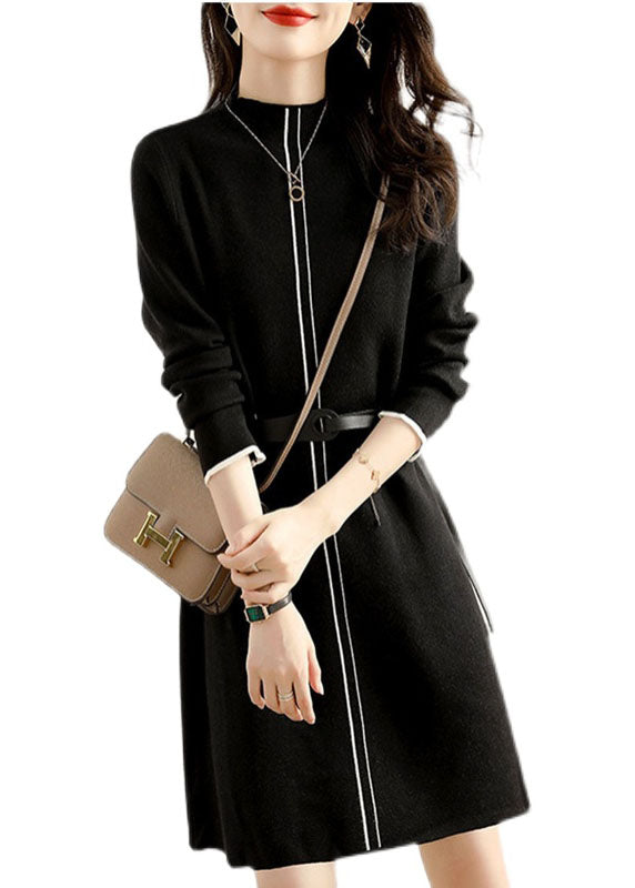 Diy Black Tie Waist Dress Winter