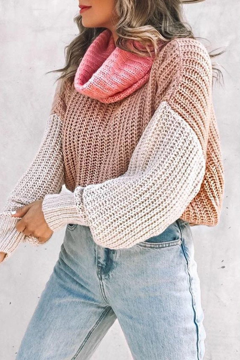 Turtleneck Color Block Sweater