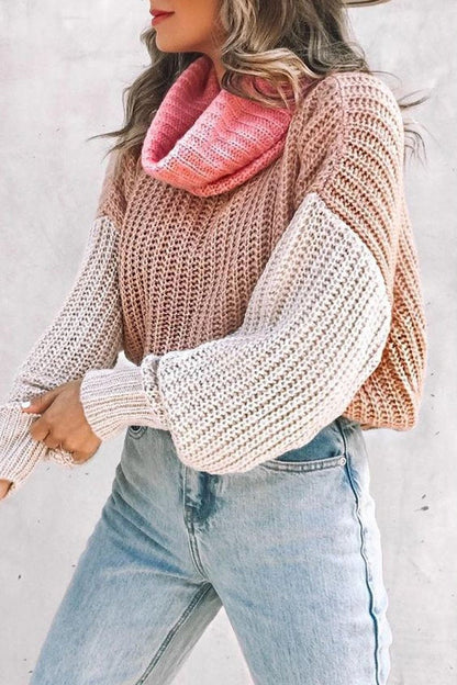 Turtleneck Color Block Sweater