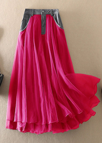 Natural Black High Waist Patchwork Tulle Skirts Spring