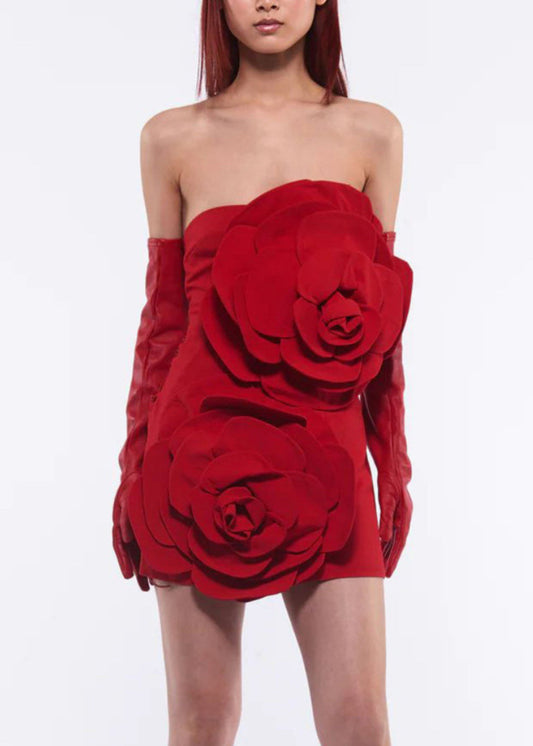 Red Bustier Mid Dress Sleeveles