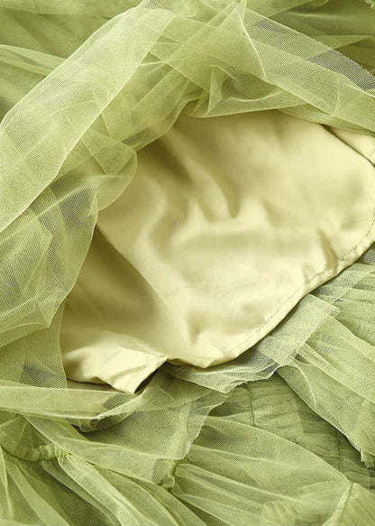 Organic Grass Green Ruffled Exra Large Hem Tulle Holiday Skirt Spring
