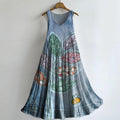 Women's Botanical Embellished Pattern Art Print Round Neck Sleeveless