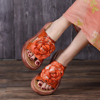 Summer Leather Platform Slippers