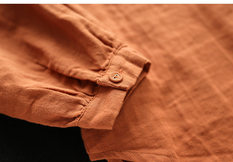 Art Double Layer Cotton Long Sleeve Embroidery Shirt