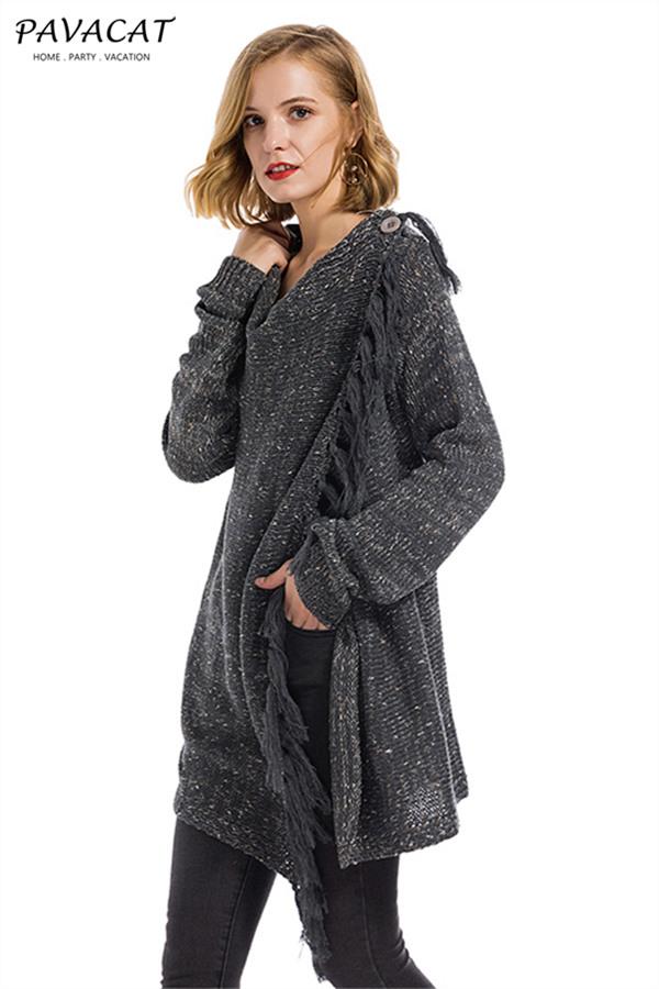 Tassel Asymmetrical Hem Shawl Speckled Fringe Cardigan - Khaki
