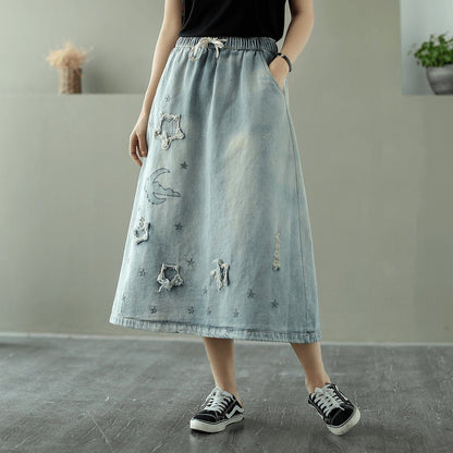 And Cozy Wild Long Loose Denim Skirt
