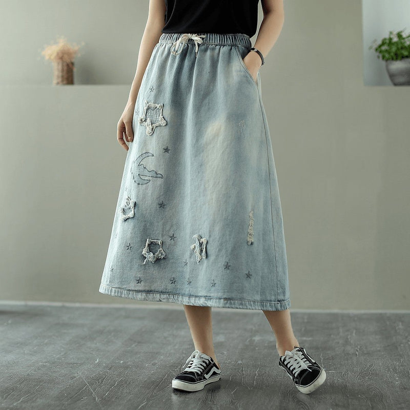 And Cozy Wild Long Loose Denim Skirt