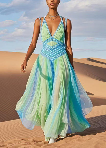 Tie Dye Exra Large Hem Chiffon Cami Dresses Summer