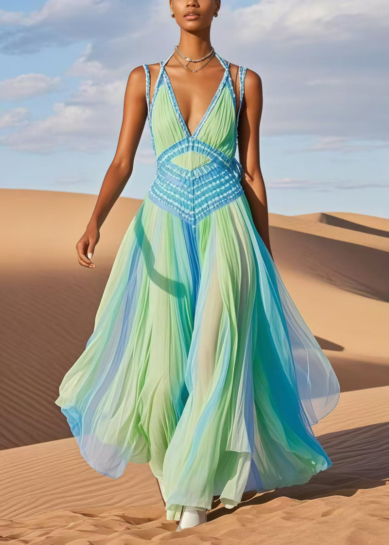 Tie Dye Exra Large Hem Chiffon Cami Dresses Summer