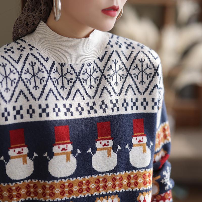 Winter Christmas Style Wool Knitted Sweater