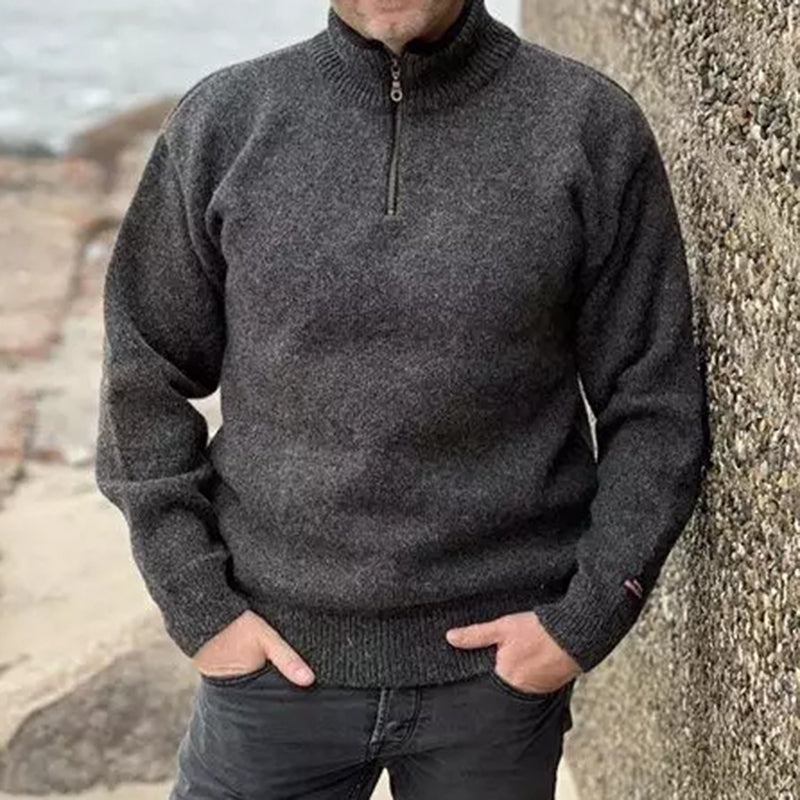 Vintage Knit Warmth Jacquard Icelandic Half Zip Collar Sweater Unisex artswardrobe