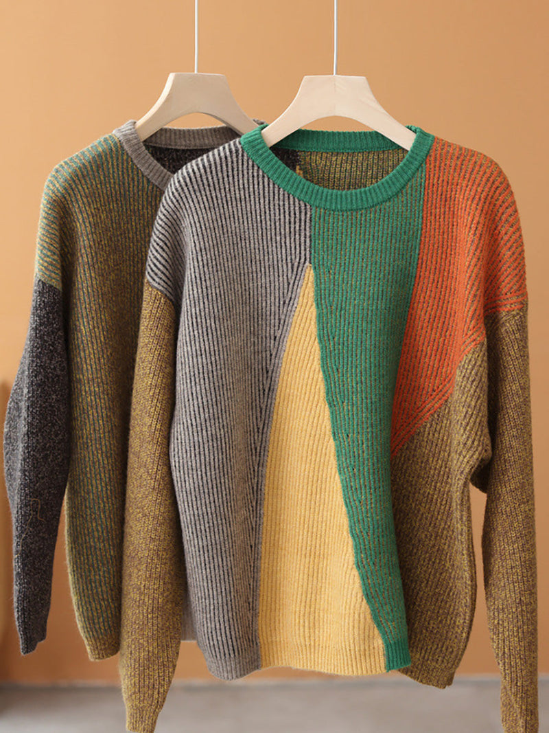 Winter Geometric Colorblock Sweater