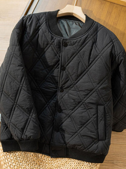 Autumn and Winter Literature Retro Rhombic 100% Polyester Coat