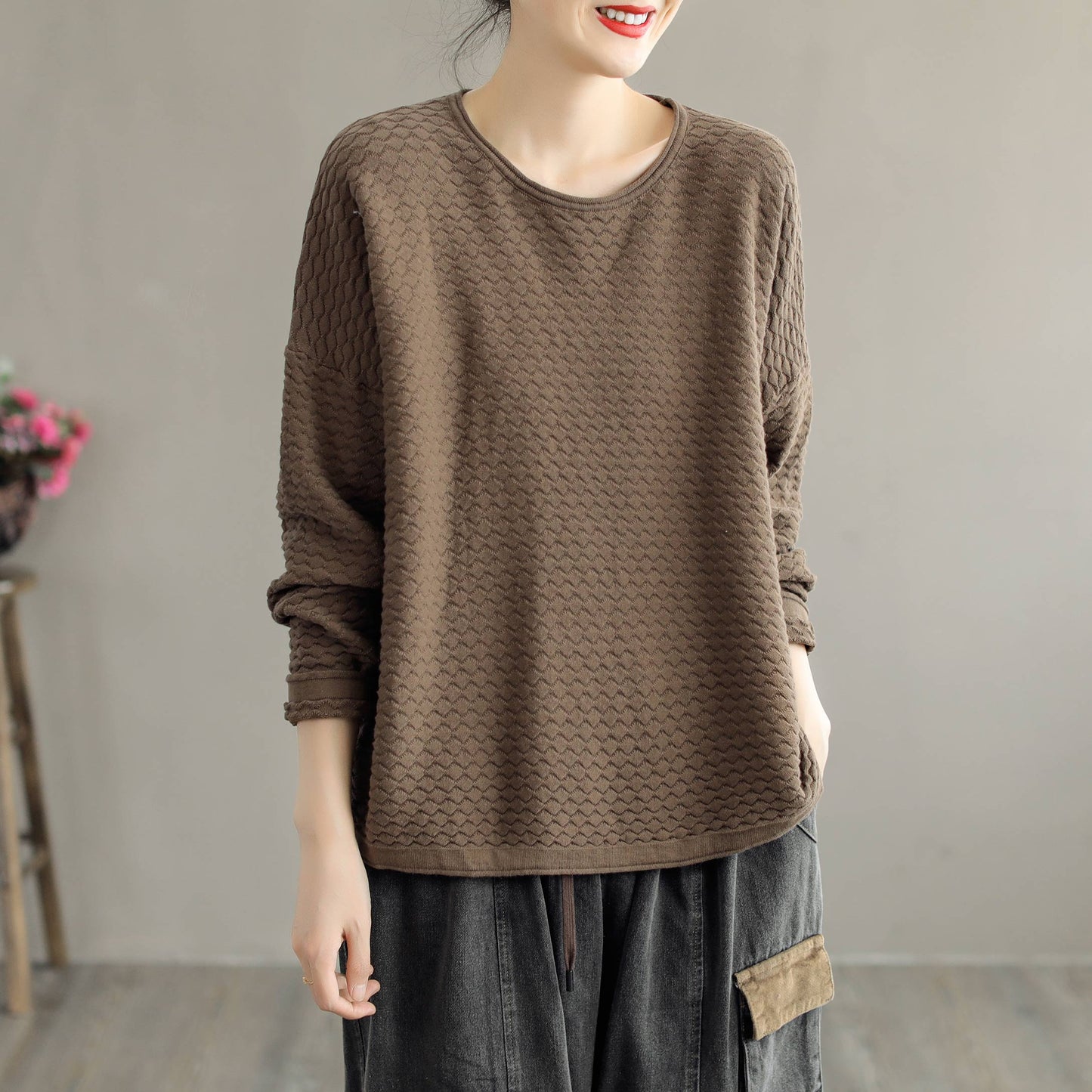 Autumn Loose Cotton Knitted Sweater