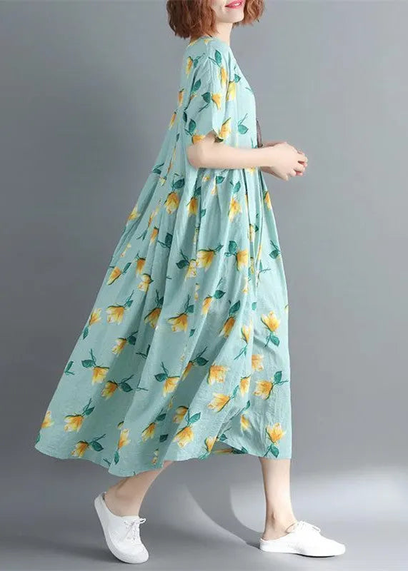 Fine Midi Cotton Dresses Clothing Dress Short Sleeve O Neck Long Dress