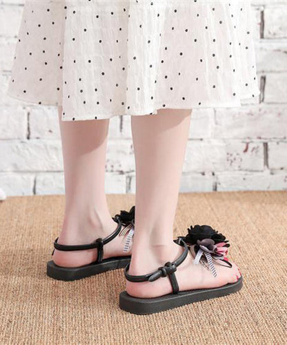 Black Splicing Beach Thong Sandals