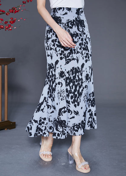 Black Ink and Wash Chiffon Beach Skirt Slim Fit Summer