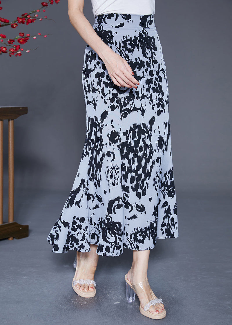 Black Ink and Wash Chiffon Beach Skirt Slim Fit Summer