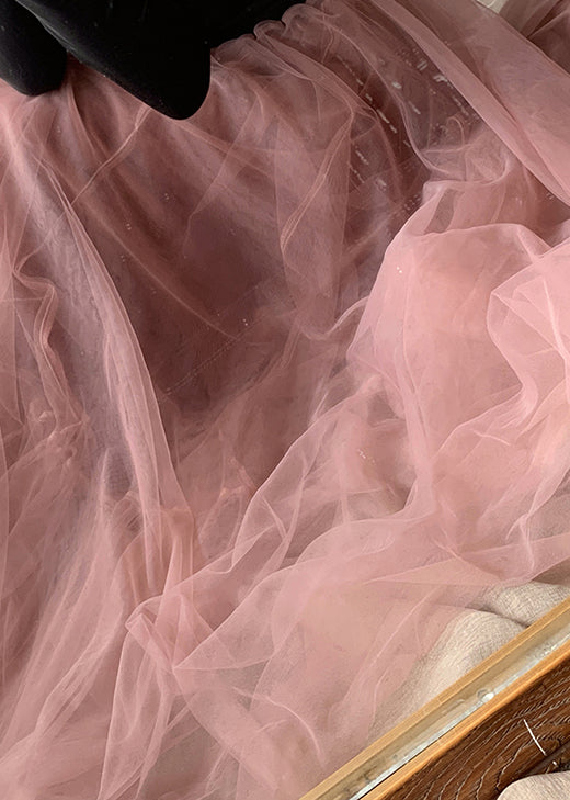 French Yellow Asymmetrical Wrinkled Tulle Skirt Winter