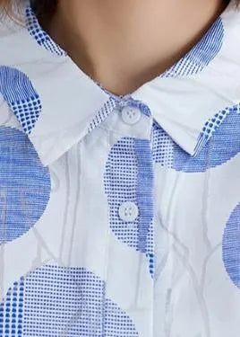 Lapel Clothes Sleeve White Dotted Dress
