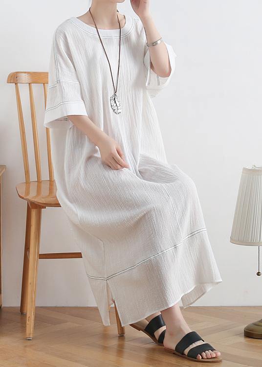 Loose O Neck Baggy Linen Summer Clothes for Design White Dresses