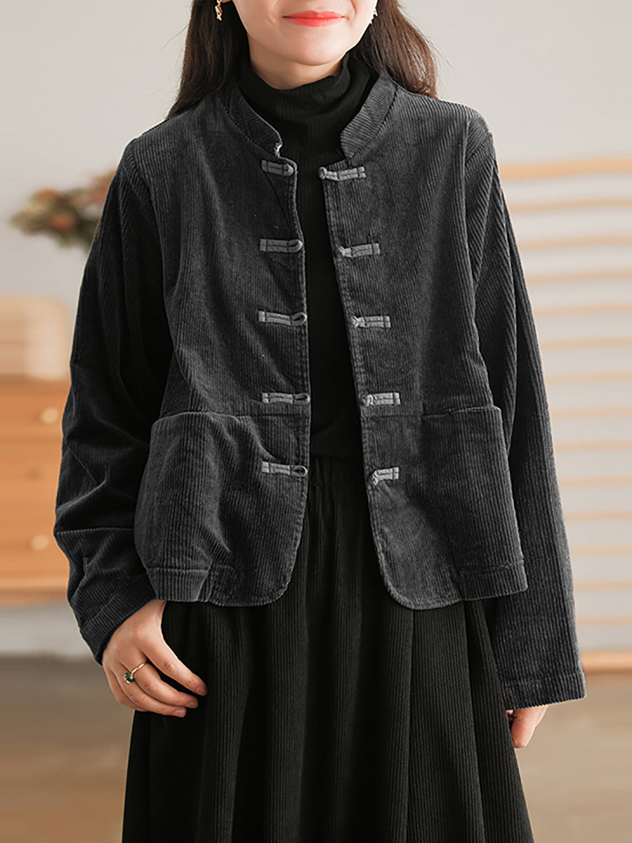 - Corduroy Breasted Pocket Coat