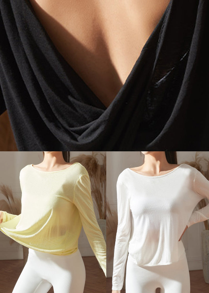 Light Yellow Backless Yoga Tank Tops