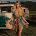 Countryside Style Collection Classy Patchwork Floral Pattern Art Linen Tank Dress elevenforest