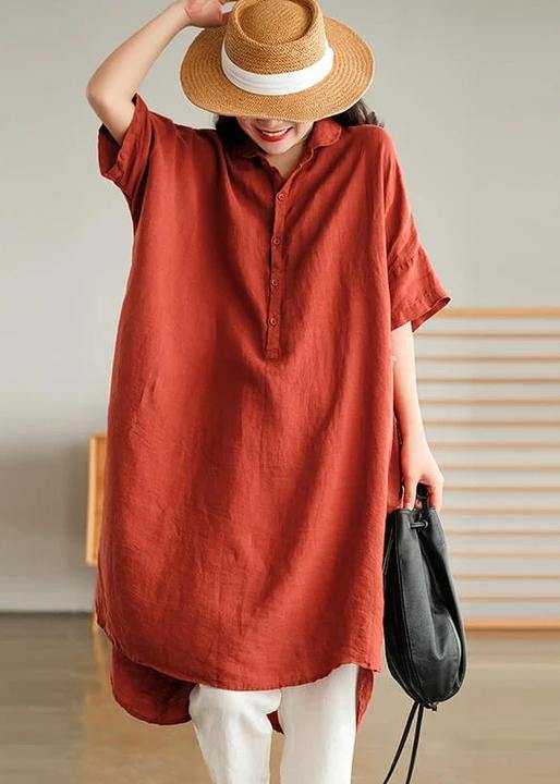 - Red Linen Pure Shirt