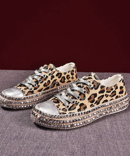 Leopard Print Splicing Flat Shoes for Cotton Fabric