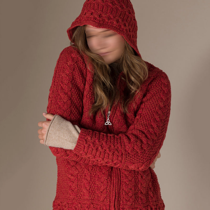 Celtic Knot Hooded Zip Aran Sweater artswardrobe