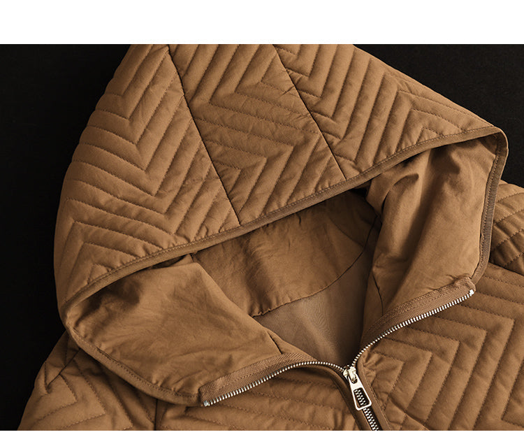 Retro Quilted Diamond Thickened Mid-length Coat