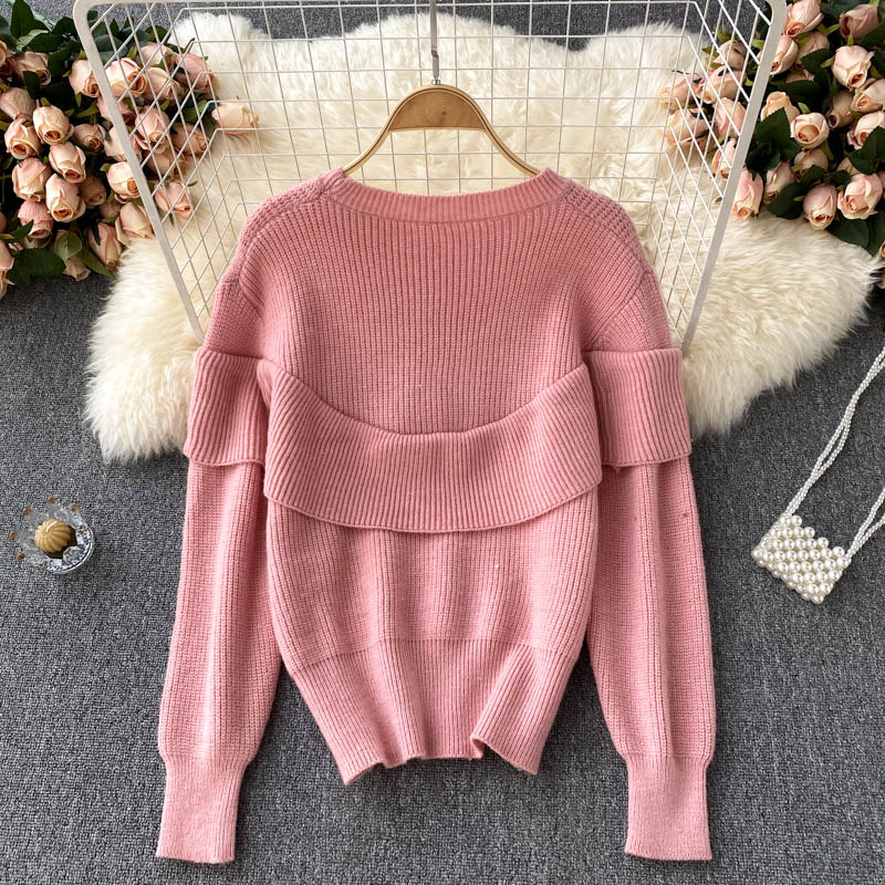 Flowers Long Sleeve Sweater Round Neck Sweater 005