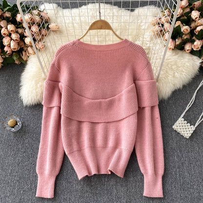 Flowers Long Sleeve Sweater Round Neck Sweater 005