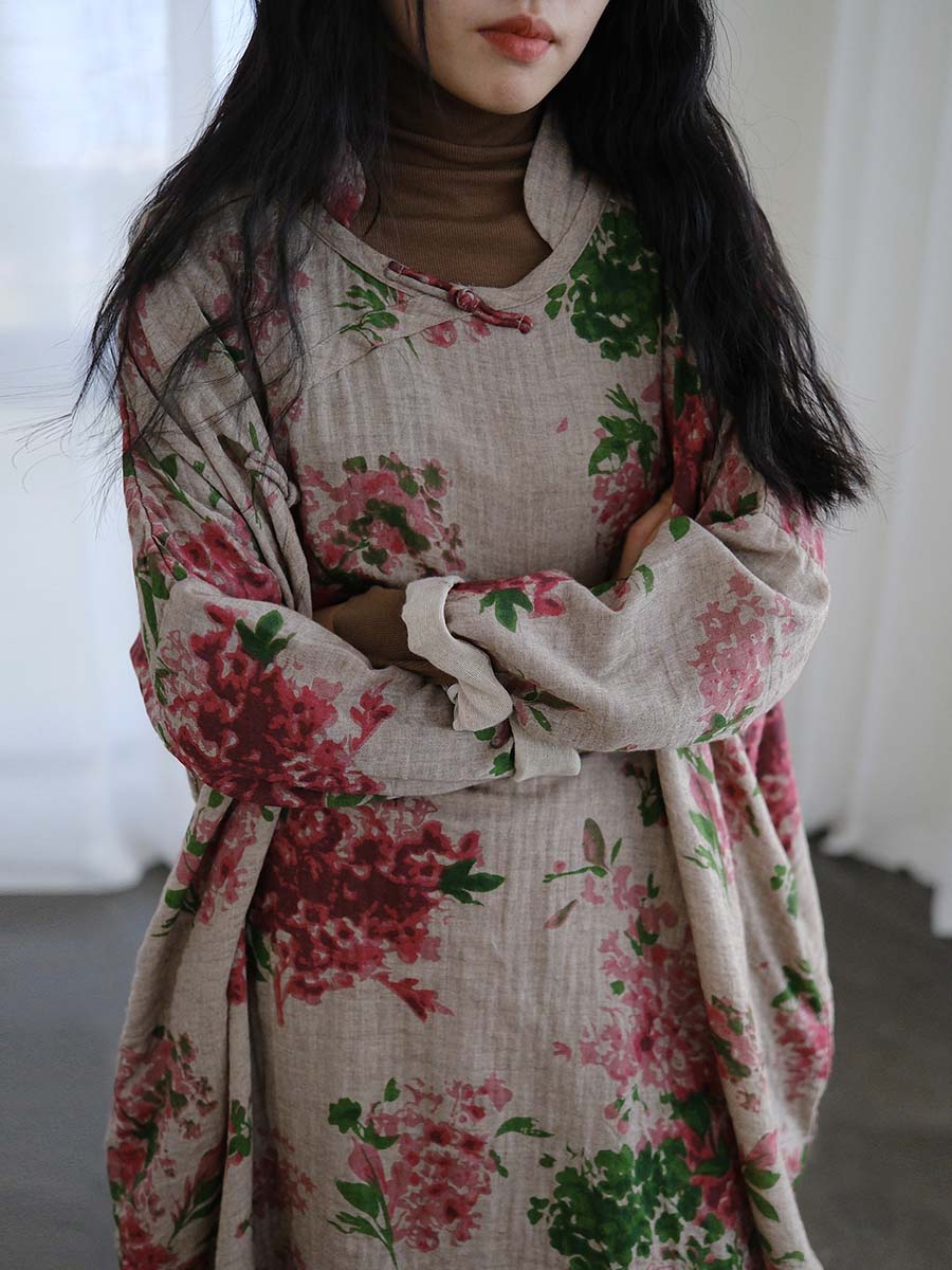 Print Cotton Linen Loose Dress