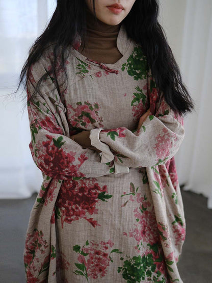 Print Cotton Linen Loose Dress