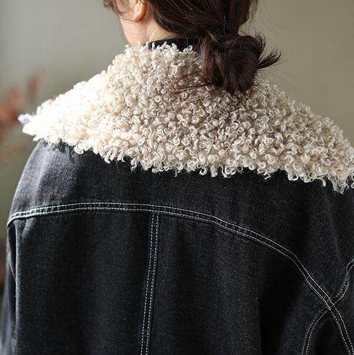 Winter Velvet Retro Denim Jacket