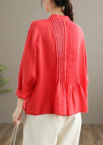 Organic Blue Spring Linen Shirt Tunics Cotton Blouse