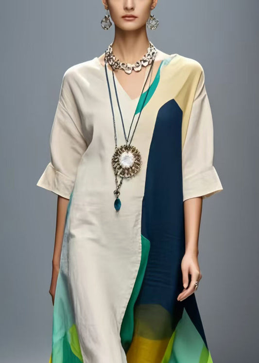Stylish Apricot Asymmetrical Design Cotton Vacation Dress Summer
