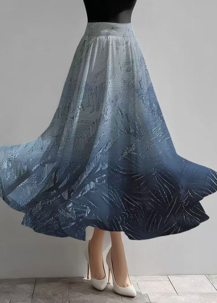 Gradient Navy Exra Large Hem Chiffon Skirts Summer
