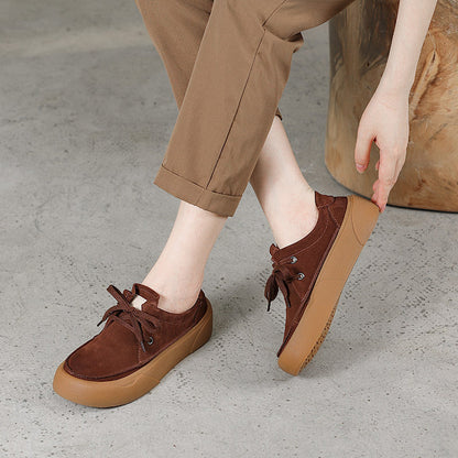 Autumn Retro Leather Flat Shoes