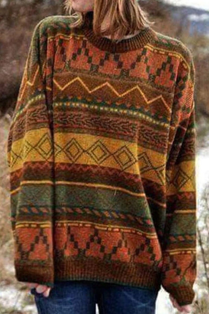 Round Neck Jacquard Sweater