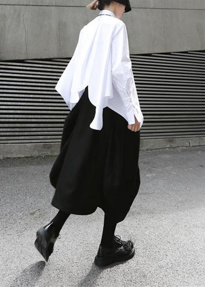 White Cotton Clothes for Asymmetric Hem Summer Shirts