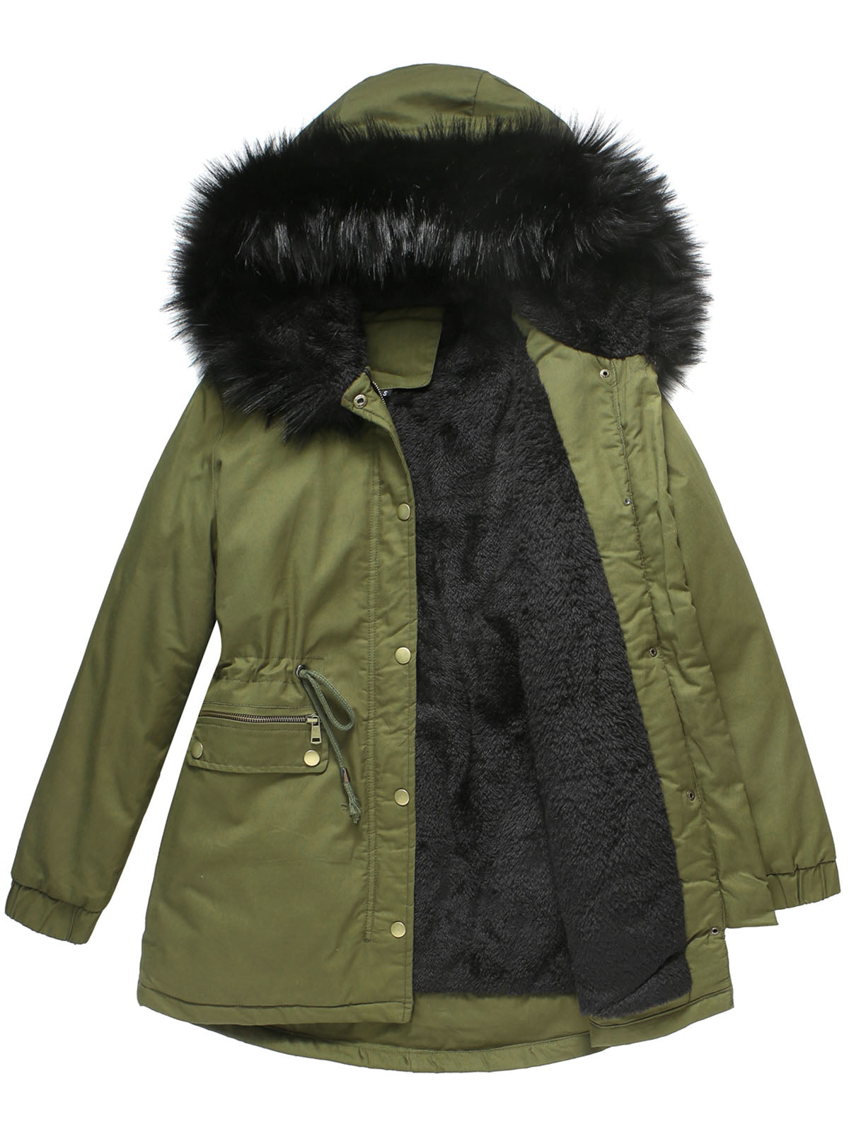 Parka Coat Street Plush Winter Hoodie Coat Color Oversized Fur Warm Coat