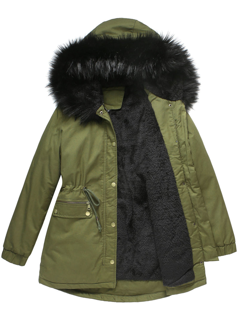Parka Coat Street Plush Winter Hoodie Coat Color Oversized Fur Warm Coat