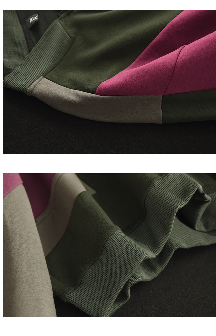 Retro Color-blocking Loose Long-sleeved Literary Jacket